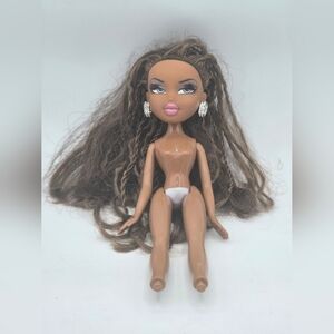 Brunette Fashion Doll with Long Brown Hair and Pink Lips